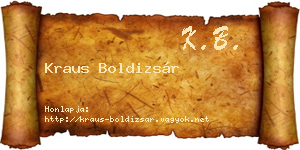 Kraus Boldizsár névjegykártya